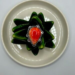 Sterling silver rhodonite ring size 7 3/4 Bohemian festival ring